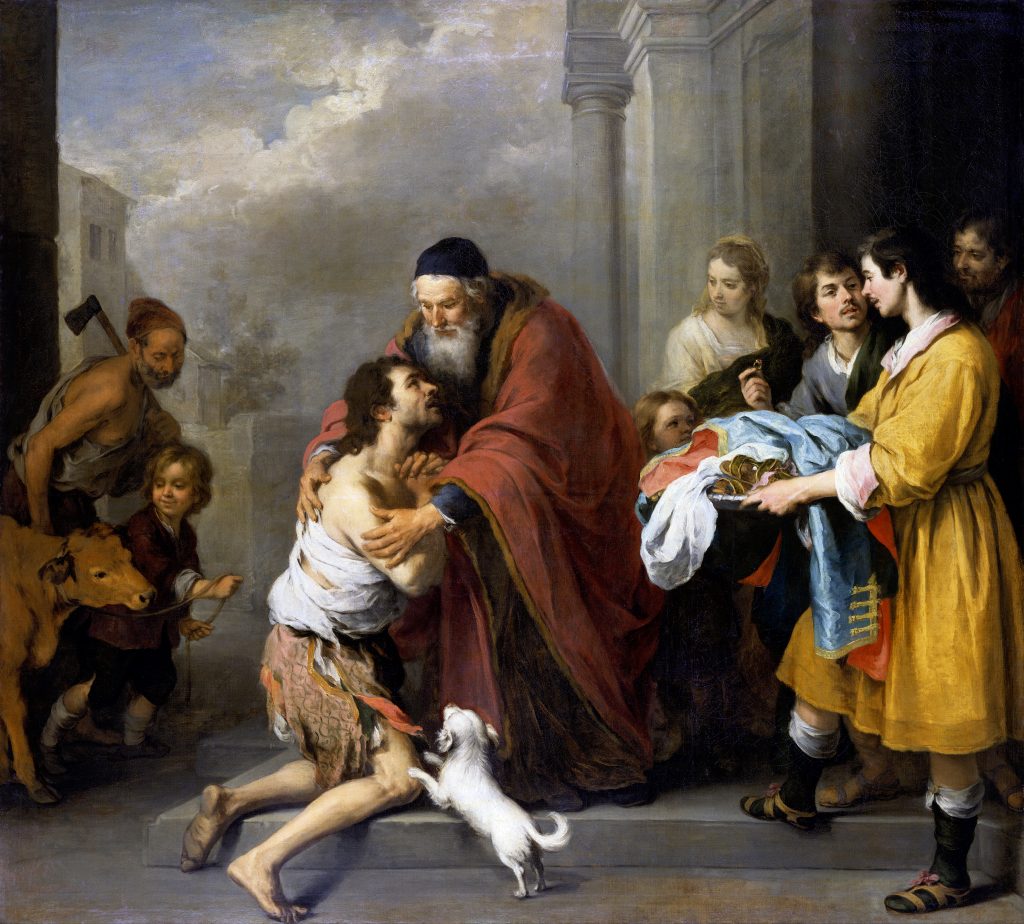 Bartolomé Esteban Murillo (Spanish, 1617 - 1682), The Return of the Prodigal Son, 1667/1670. Click to enlarge.